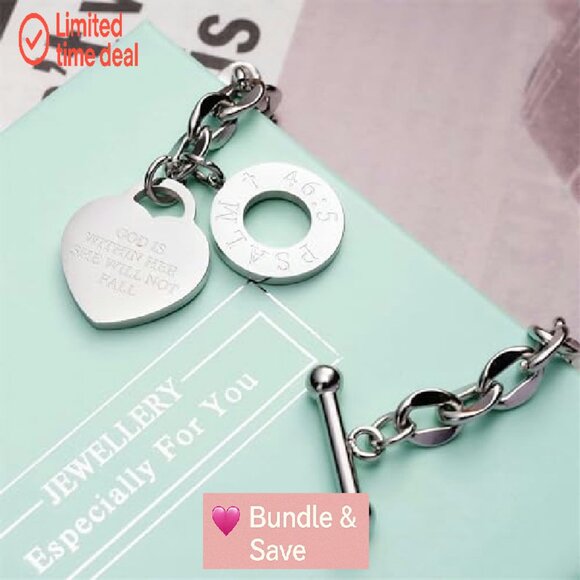 Stainless Steel Engraved Scripture Bracelet 7.87 Inch Bangle Gift - Picture 7 of 8